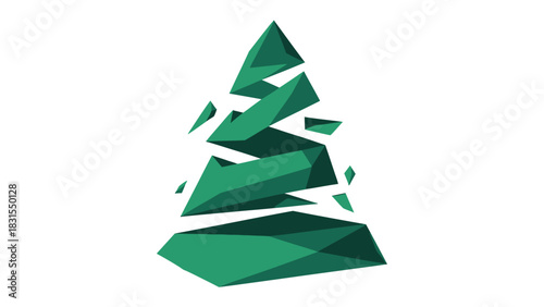 Abstract Christmas Tree Icon: A modern, minimalist illustration captures the essence of the holiday spirit with a geometric Christmas tree.