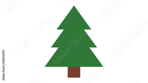 Evergreen Elegance: A simple yet vibrant representation of an evergreen tree stands tall. 