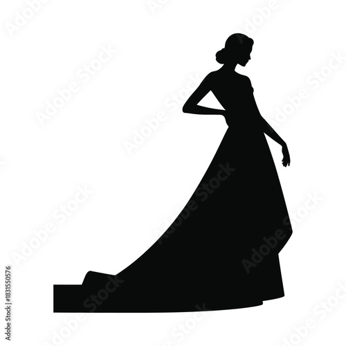 Elegant silhouette of a woman in a flowing gown