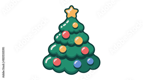 Holiday Cheer: A whimsical illustration of a decorated Christmas tree, evoking festive spirit and seasonal joy. 