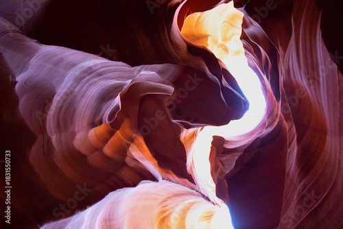 Antelope Canyon offers a breathtaking view with its vibrant rock formations and narrow passageways on Arizonas Indian reservation. The place is a mustvisit for adventure seekers. Popular place in USA.