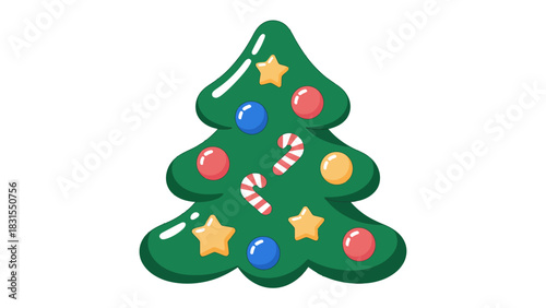 Festive Christmas tree: A vibrant illustration of a decorated Christmas tree, adorned with ornaments and symbols of holiday cheer.