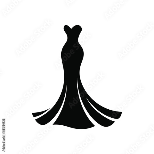 Elegant black silhouette of a strapless mermaid wedding gown