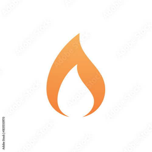 Stylized Orange Flame Icon with Gradual Color Transition