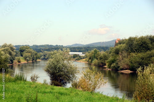 Panorama at the River Weser in the Town Rinteln, Lower Saxony