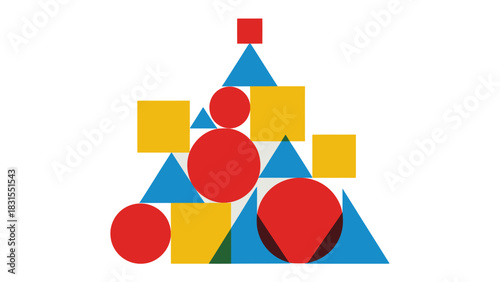 Geometric Christmas Creation: A visually appealing display, combining various geometric shapes to create a minimalist yet festive image of a Christmas tree. Emphasizing creativity and holiday spirit.