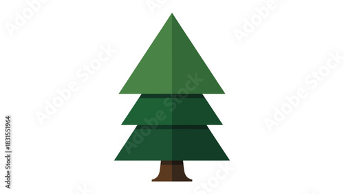 Simplified Evergreen Symbol: An abstract illustration of a vibrant evergreen tree, embodying nature's resilience and timeless beauty. This minimalist design suggests growth, strength.