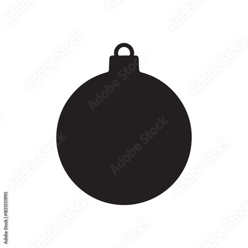 Solid Black Silhouette of Simple Round Christmas Ornament