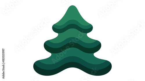 Christmas Tree Illustration: A whimsical illustration of a stylized evergreen tree, a symbol of the holiday season, with a simplified design. 