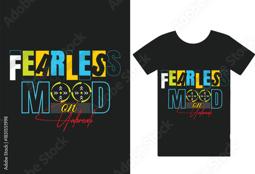 Retro-Futuristic Gaming "Fearless Mode On" Typographic T-Shirt