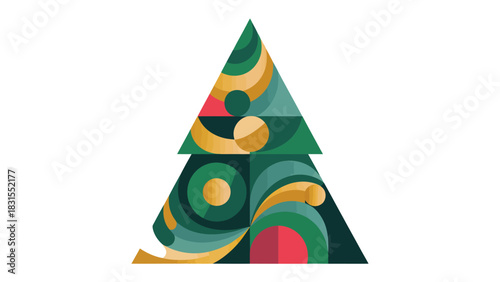 Geometric Christmas Tree: An artistic, geometric interpretation of a Christmas tree, filled with vibrant colors and intricate patterns.