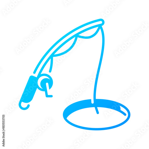 Ice fishing icon. winter, ice, fishing, snow, nature, lake, cold, frozen, hole, rod. Vector Icon Illustration