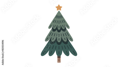 Festive Tree of the Season: A stylized Christmas tree crowned with a golden star, representing the joyous spirit of the holidays. Simple, elegant, and timeless.