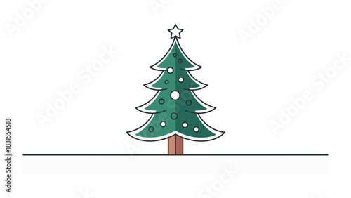 Festive Fir: A solitary, vibrant Christmas tree stands adorned with delicate ornaments and a shining star, invoking the spirit of the holiday season and the joy of togetherness.