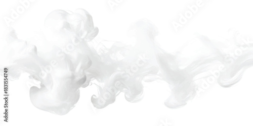 Ethereal white smoke flow on clean background, abstract fluid texture design