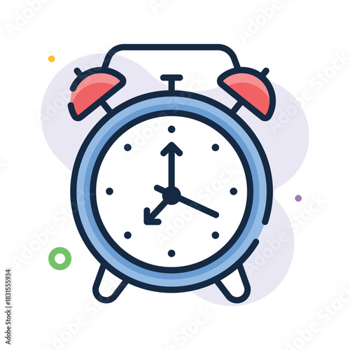 Classic alarm clock flat outline icon, premium vector
