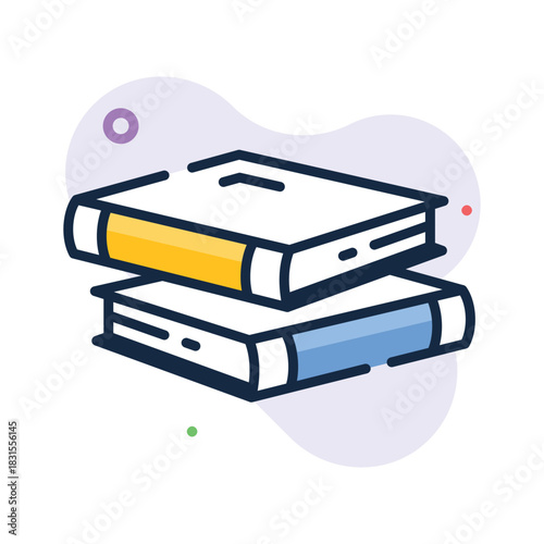 School textbooks flat outline icon, reading, knowledge and education