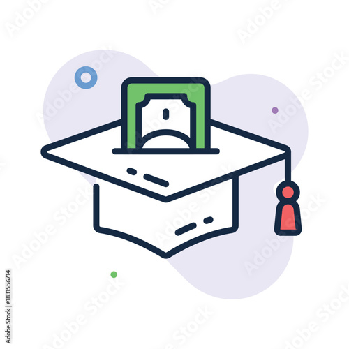 A graduation cap on books representing academic cost planning