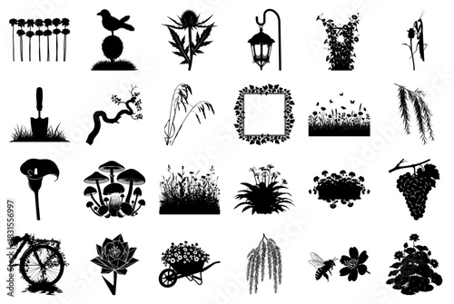 Silhouette Collection Of Garden And Nature Elements