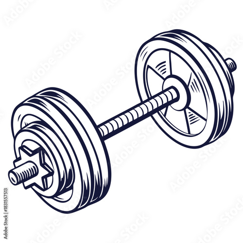 Barbell Icon: A detailed illustration showcases a powerful barbell, a symbol of strength and dedication in the pursuit of fitness. 