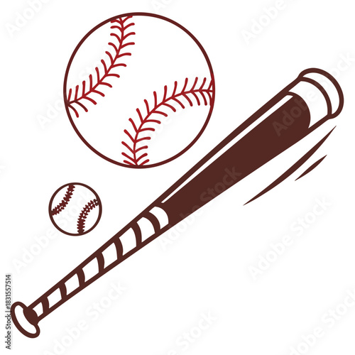 Baseball Essentials: A stylized illustration of a baseball bat and baseball, perfect for sports enthusiasts and designers. 