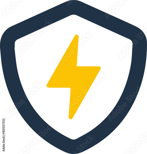 Energy power shield icon, electricity protection flat vector design