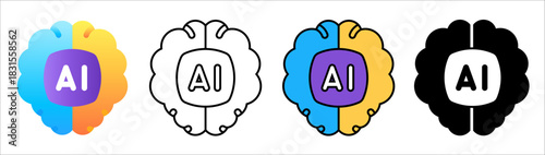 AI artificial intelligence brain icon