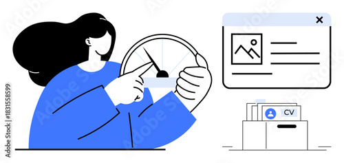 Recruitment concept. Recruitment with skill evaluation, applicant CV review, and profile management. Recruitment applications for HR, hiring platforms, career development tools, and employment