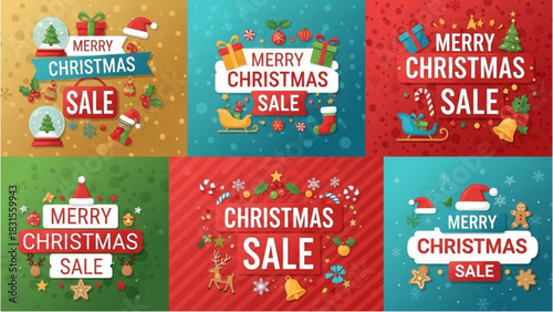 Merry Christmas Sale Banners - Festive Holiday Shopping Promotions