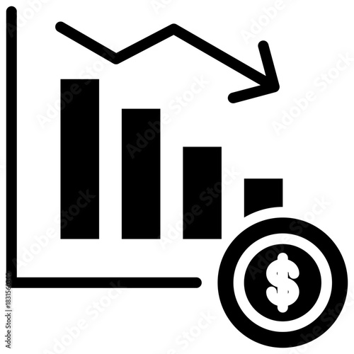 Money loss icon for gross domestic product (GDP), business, website, application, printing, document, poster design, etc