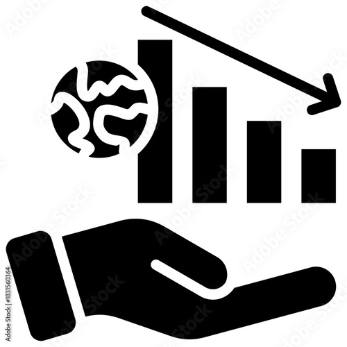 Global recession icon for gross domestic product (GDP), business, website, application, printing, document, poster design, etc