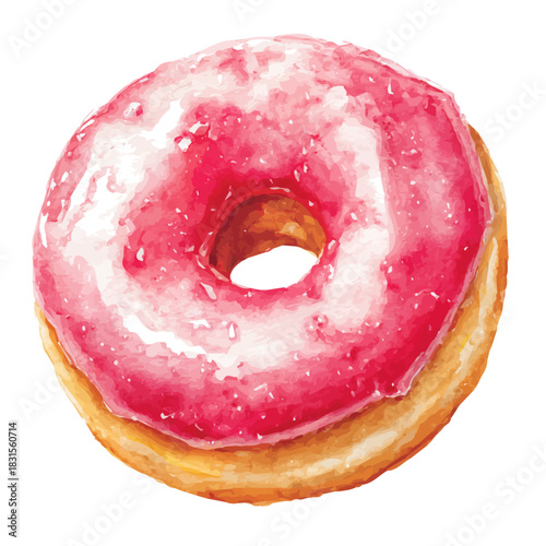 Donut watercolor drawing vector, premium quality illustration on a clean white background.