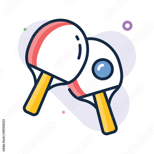 Flat outline style icon of ping pong paddle, school sports