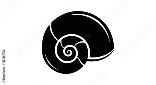 Stylized black spiral shell icon vector graphic isolated design