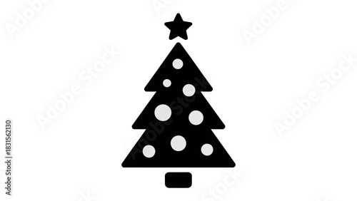 Festive Holiday Icon: A minimalist icon of a Christmas tree adorned with ornaments, embodying the joy and spirit of the holiday season.