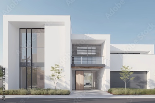 Modern Geometric Building Exterior under Clear Sky