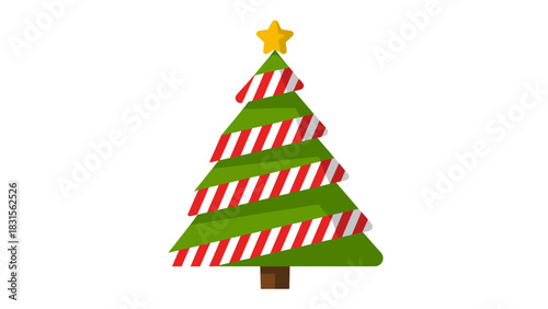 Christmas tree: An illustrated Christmas tree with festive decorations, ready for holiday season.