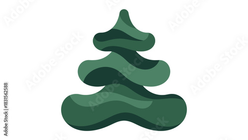 Stylized Evergreen Tree: A simple, yet elegant illustration of an evergreen tree in a vibrant shade of green. Ideal for winter holidays and festive concepts.