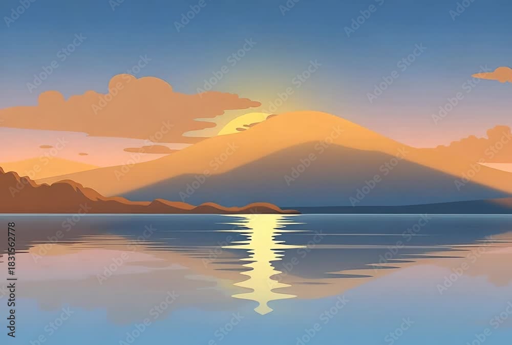 custom made wallpaper toronto digitalAnimated sunrise reflecting across lake surface offering serene nature background video