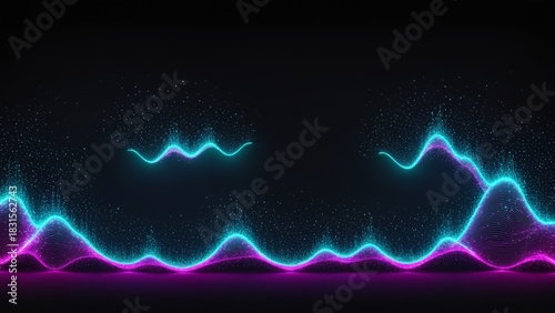 Blue and magenta neon soundwave abstract background 4K 01