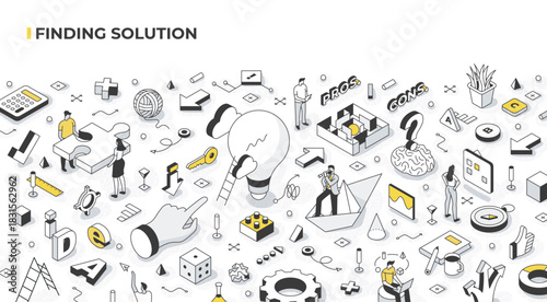 finding solution isometric banner