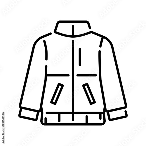 Jacket icon. winter jacket, winter, coat, warm, clothing, outerwear, cold, insulated, fashion, cozy. Vector Icon Illustration
