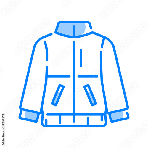 Jacket icon. winter jacket, winter, coat, warm, clothing, outerwear, cold, insulated, fashion, cozy. Vector Icon Illustration