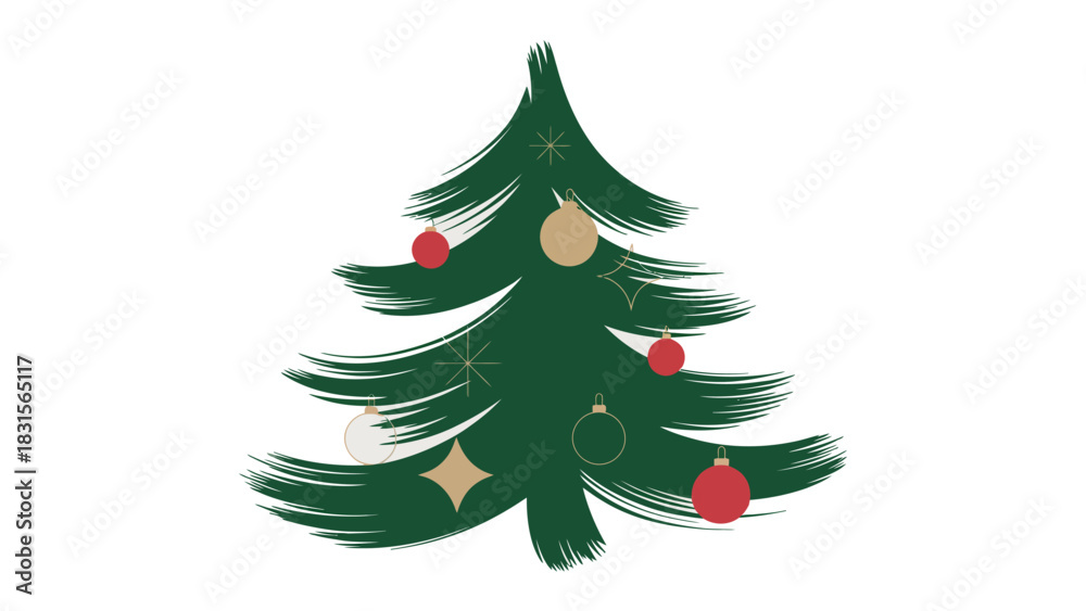 Obraz premium Festive Evergreens: An artistic representation of a decorated Christmas tree. The painting captures the spirit of Christmas, the colors, and the atmosphere.