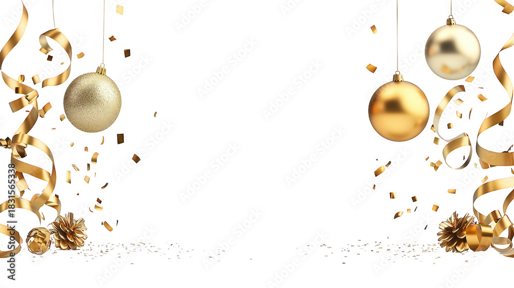 Fototapeta premium Elegant Festive Background with Golden Ornaments and Ribbons