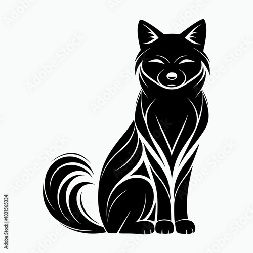 Shiba Inu in a stylized design with a happy expression on a white background