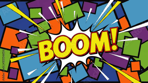 Bold Comic Book "BOOM!" Word Bubble with Exclamation Point