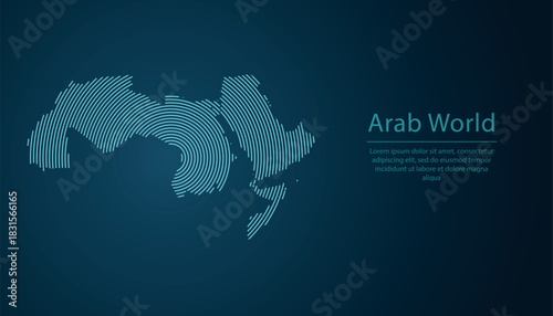 Concentric circle line map of Arab World region in modern style