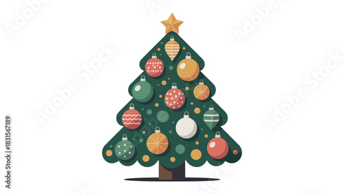 Holiday Cheer: An illustration of a Christmas tree adorned with colorful ornaments and a star, bringing a sense of festive cheer to the holiday season.