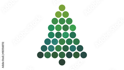 Green Christmas Tree: A festive and modern Christmas tree crafted from gradient green circles, radiating a sense of minimalist holiday cheer and sustainable design. 